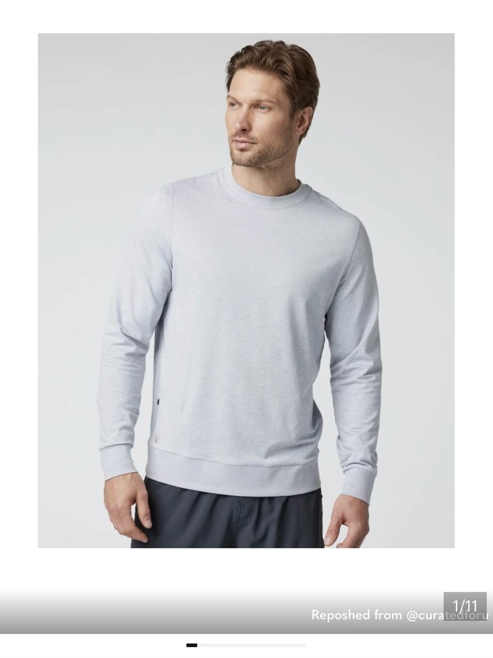 Vuori XL Men's Light Gray Crewneck Sweatshirt